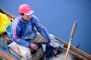Nicolas & his Cayuco fishing on Lake Atitlán